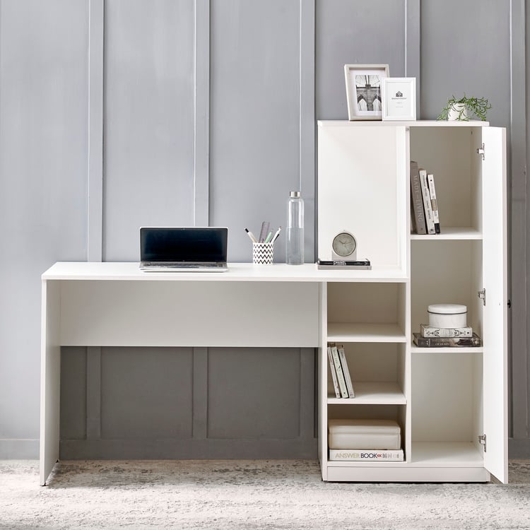 Helios Madison Study Desk with Cabinet - White