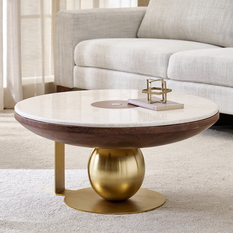 Nuqta Marble Top Coffee Table - Walnut