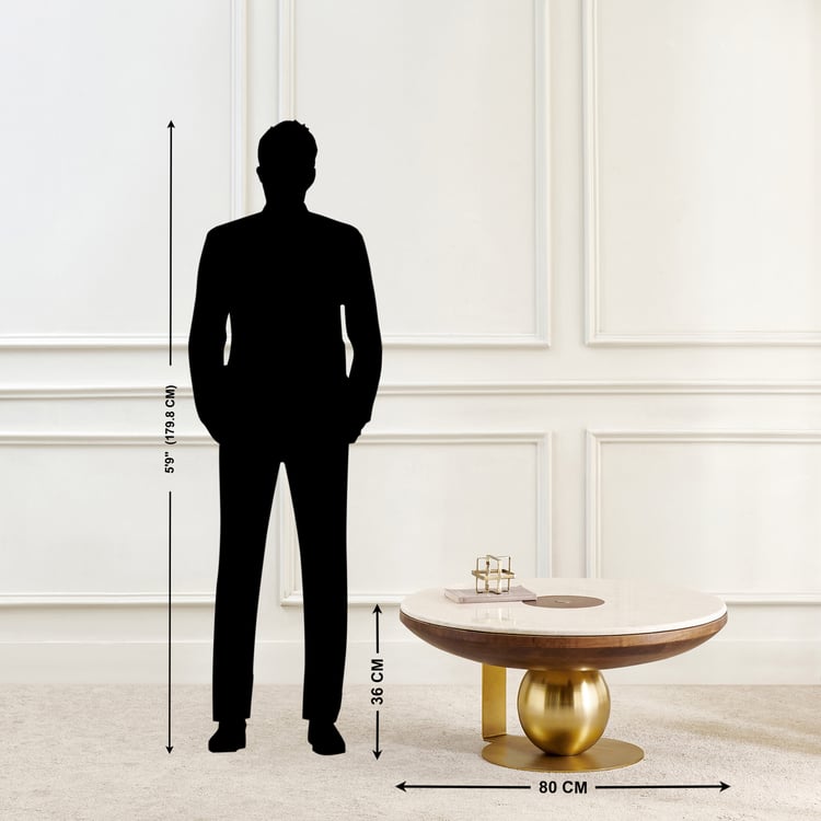 Nuqta Marble Top Coffee Table - Walnut