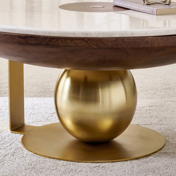 Nuqta Marble Top Coffee Table - Walnut
