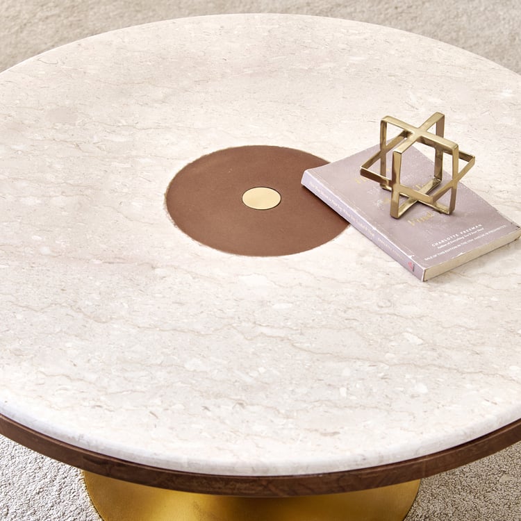 Nuqta Marble Top Coffee Table - Walnut