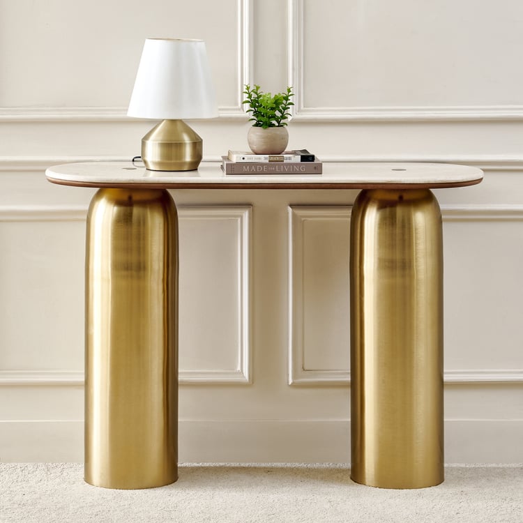 Nuqta Marble Top Console Table - Beige