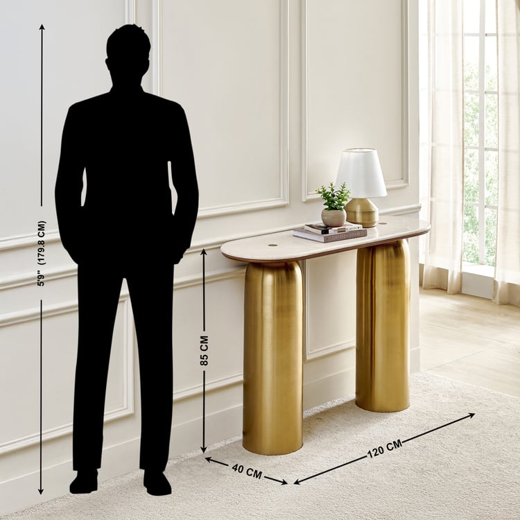 Nuqta Marble Top Console Table - Beige