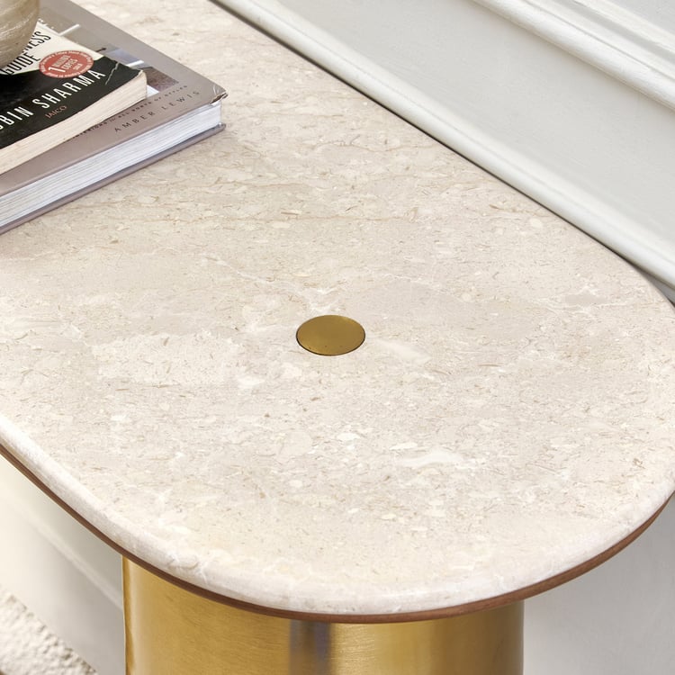 Nuqta Marble Top Console Table - Beige
