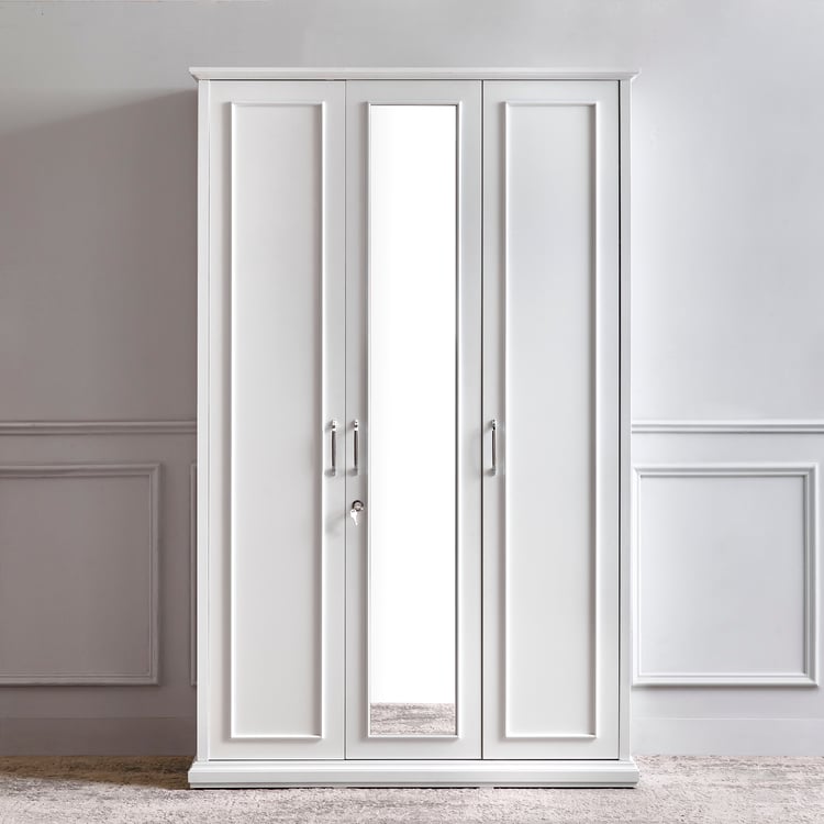 Estate 3-Door Wardrobe with Mirror - White