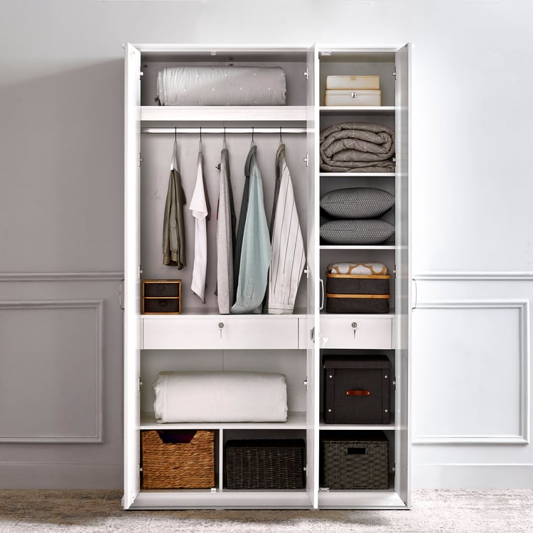 Estate 3-Door Wardrobe with Mirror - White