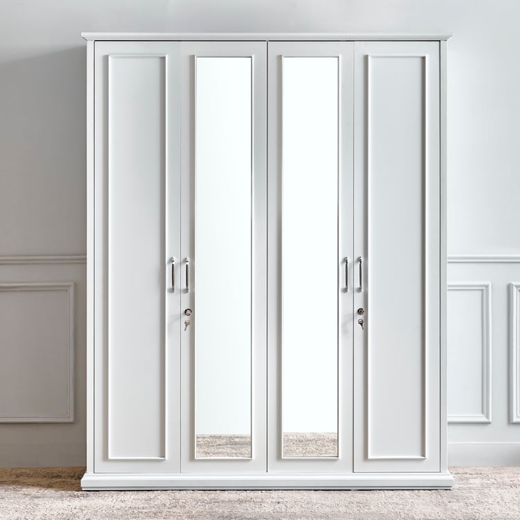 Estate 4-Door Wardrobe with Mirrors - White