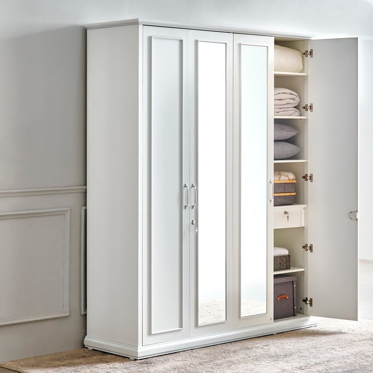 Estate 4-Door Wardrobe with Mirrors - White