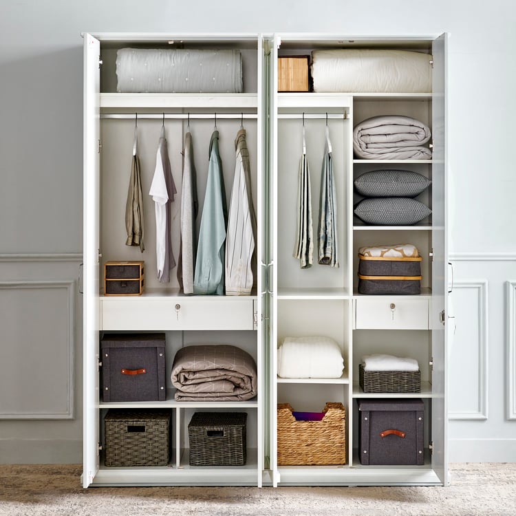 Estate 4-Door Wardrobe with Mirrors - White