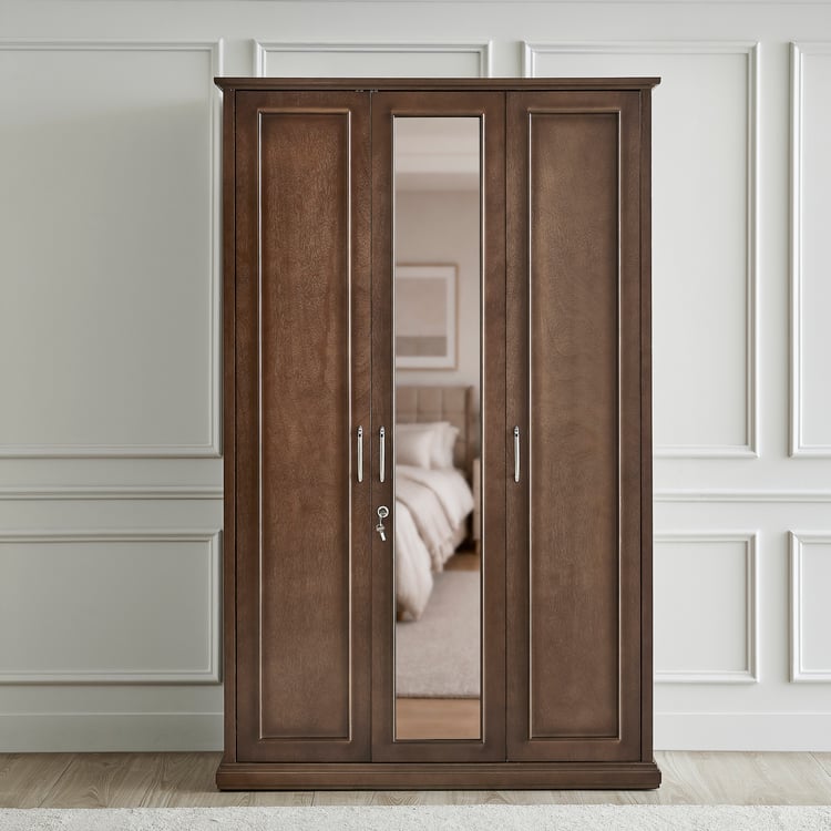 Estate 3-Door Wardrobe with Mirror - Walnut