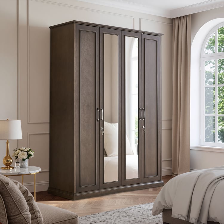 Estate 4-Door Wardrobe with Mirrors - Walnut