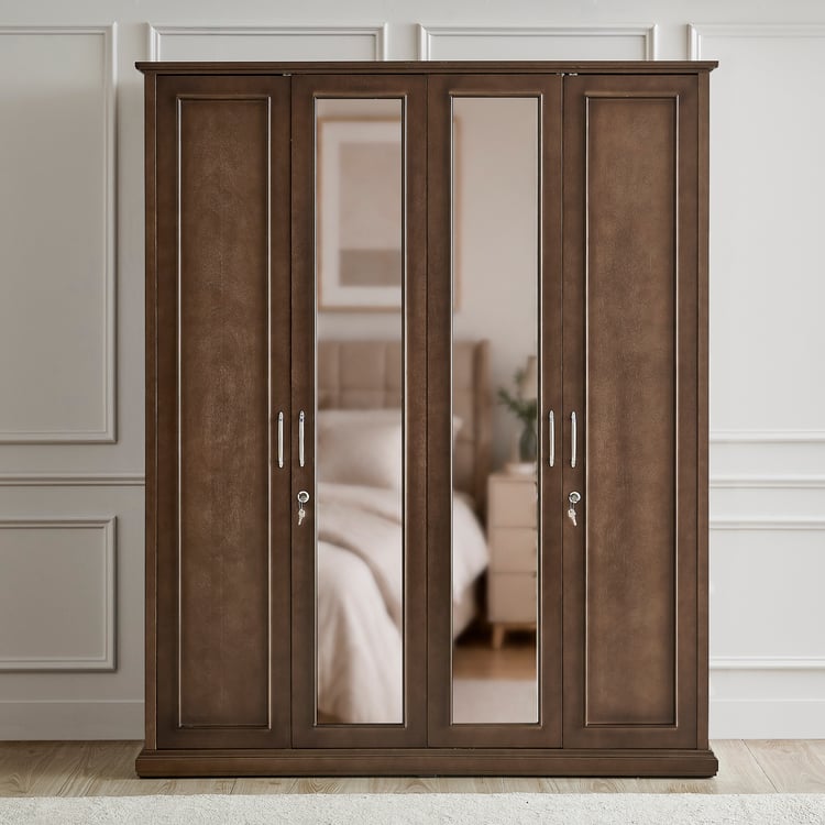 Estate 4-Door Wardrobe with Mirrors - Walnut