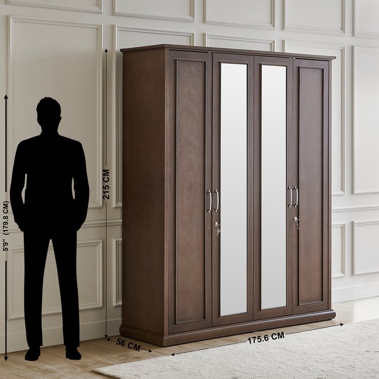 Estate 4-Door Wardrobe with Mirrors - Walnut