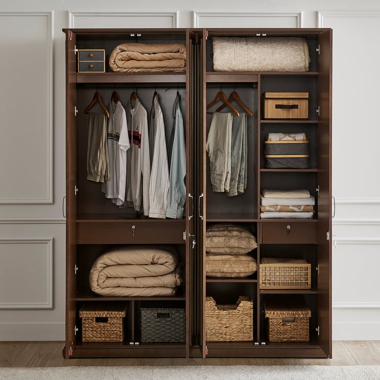 Estate 4-Door Wardrobe with Mirrors - Walnut