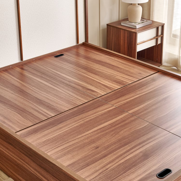 Shoji Akira King Bed with Box Storage - Brown