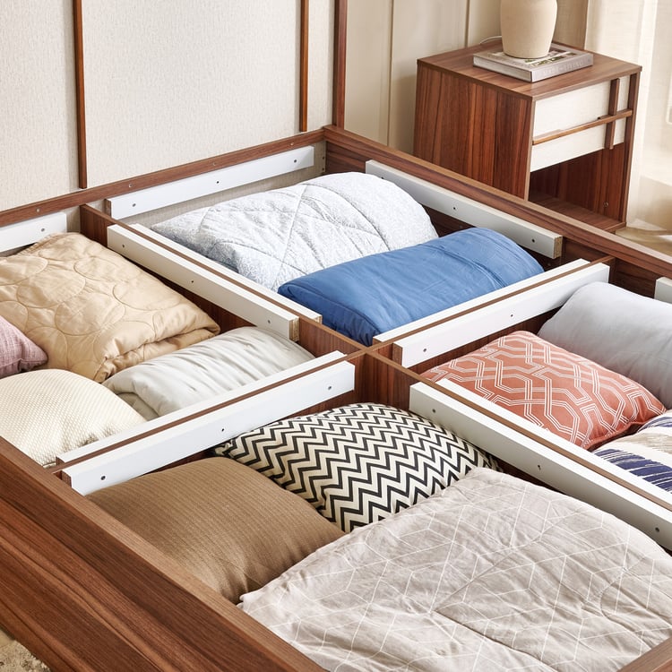 Shoji Akira King Bed with Box Storage - Brown