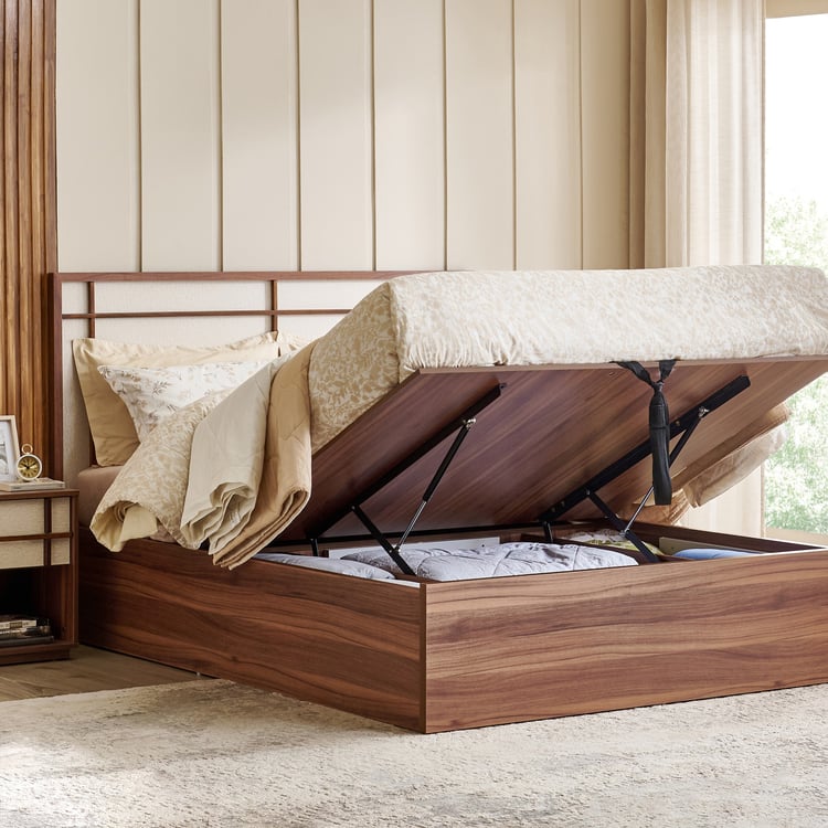 Shoji Akira King Bed with Hydraulic Storage - Brown