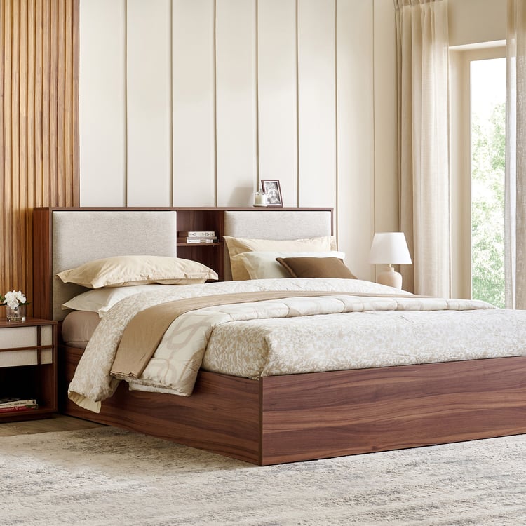Shoji Zen King Bed with Hydraulic Storage - Brown