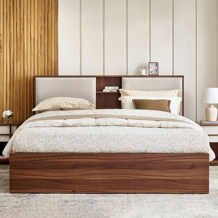 Shoji Zen King Bed with Hydraulic Storage - Brown