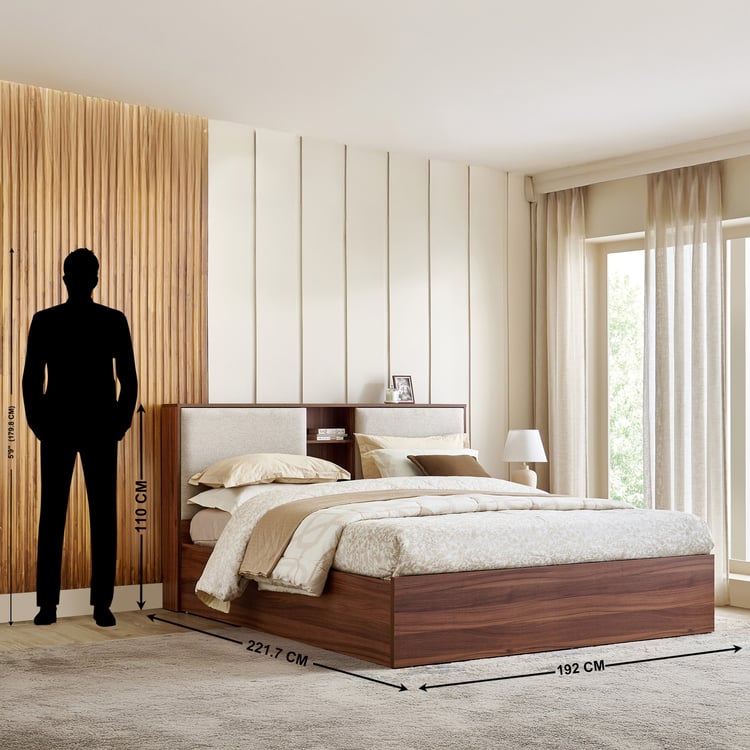 Shoji Zen King Bed with Hydraulic Storage - Brown