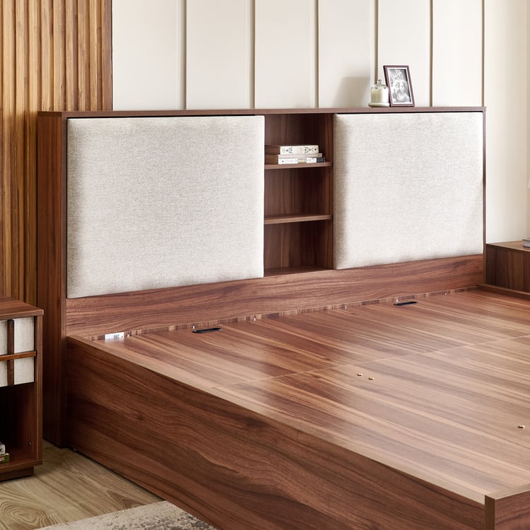 Shoji Zen King Bed with Hydraulic Storage - Brown