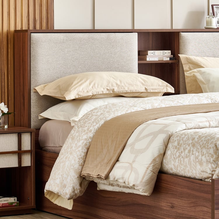 Shoji Zen King Bed with Hydraulic Storage - Brown