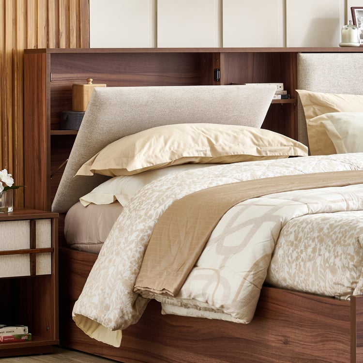 Shoji Zen King Bed with Hydraulic Storage - Brown