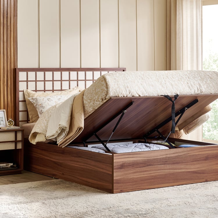 Shoji Koushi Queen Bed with Hydraulic Storage - Brown