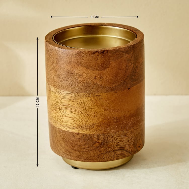 Splendid Dastkari Keith Mango Wood Pillar Candle Holder - Large