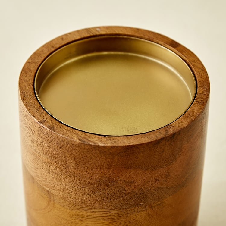 Splendid Dastkari Keith Mango Wood Pillar Candle Holder - Large