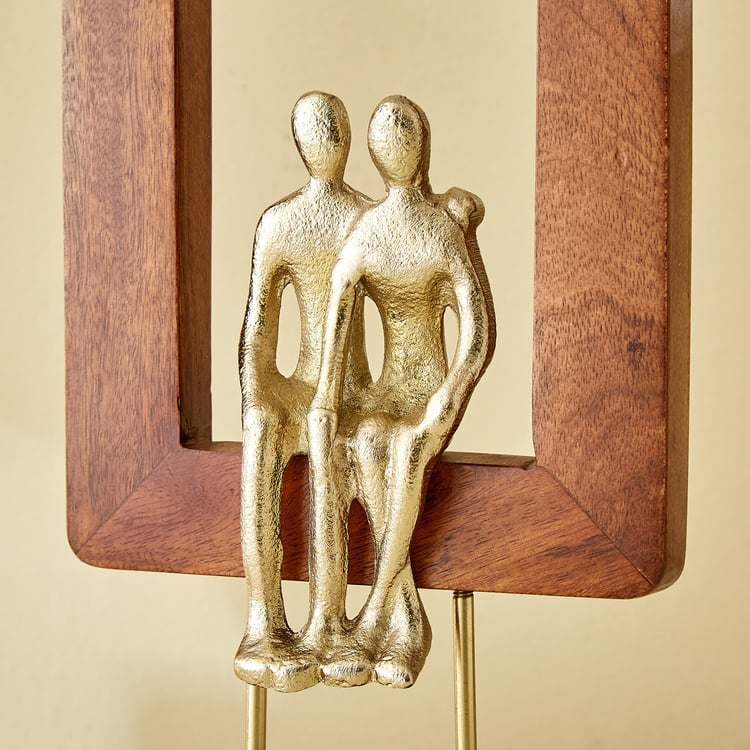 Splendid Dastkari Keith Mango Wood and Aluminium Couple in Frame Figurine