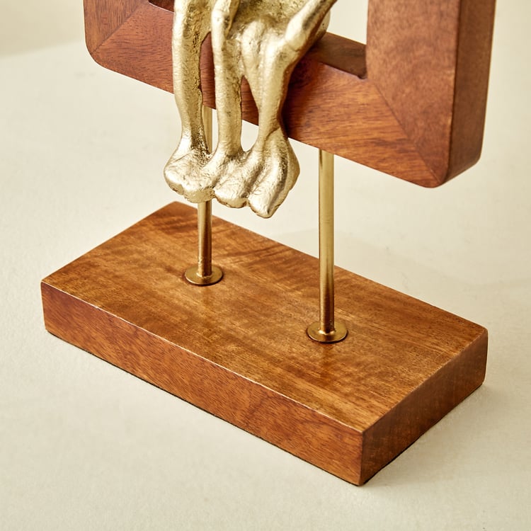 Splendid Dastkari Keith Mango Wood and Aluminium Couple in Frame Figurine