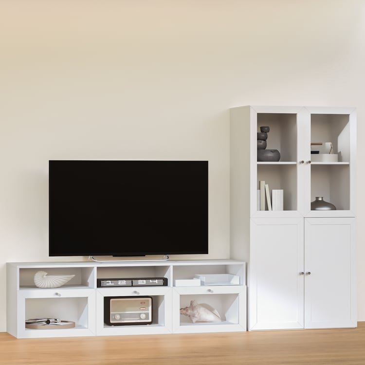 Soho Large TV Unit with Multipurpose Cabinet - White