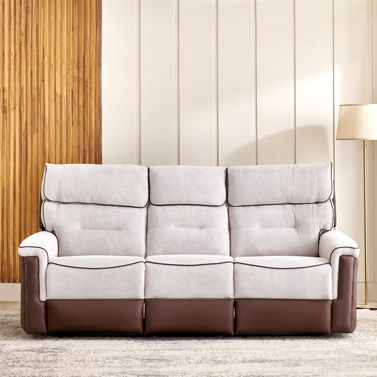 Albert Fabric 3-Seater Recliner - Brown