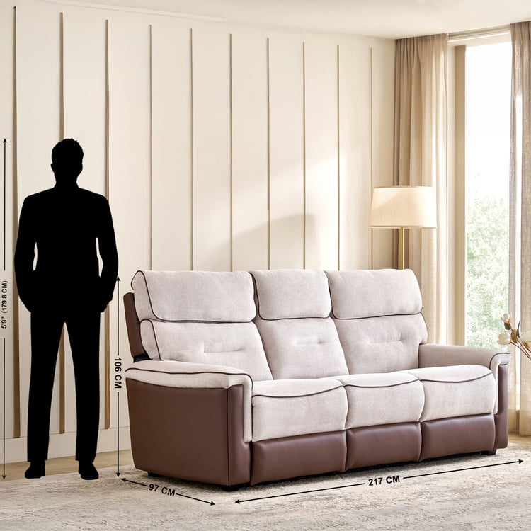 Albert Fabric 3-Seater Recliner - Brown