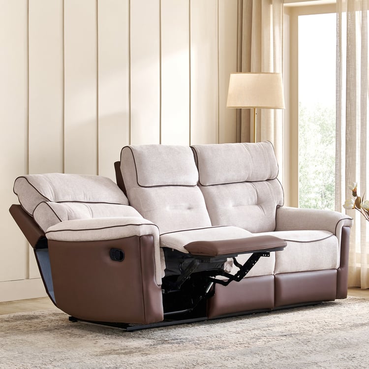 Albert Fabric 3-Seater Recliner - Brown