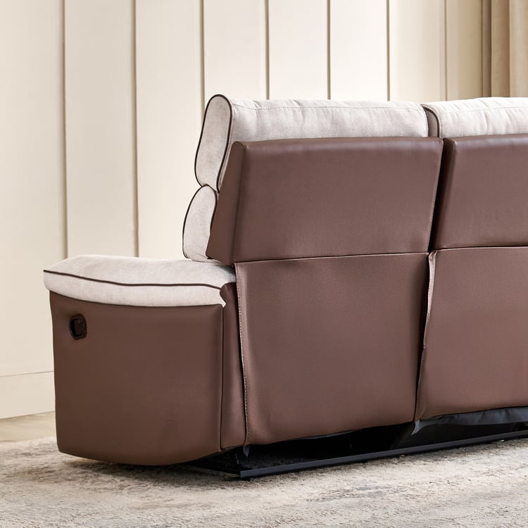 Albert Fabric 3-Seater Recliner - Brown