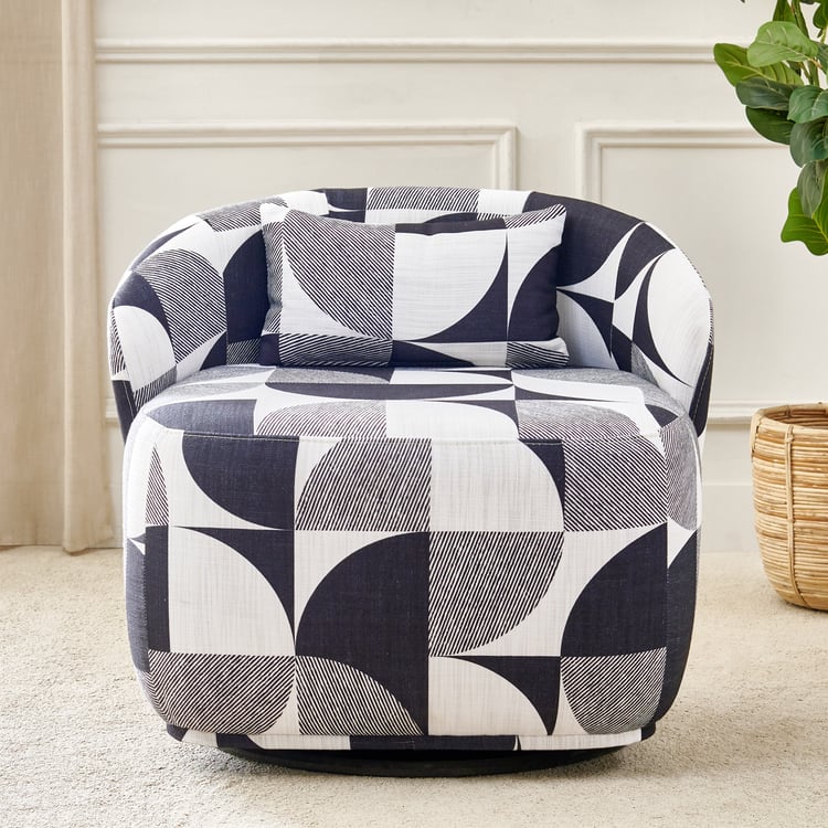 Saga Fabric Swivel Accent Chair with Cushion - Black