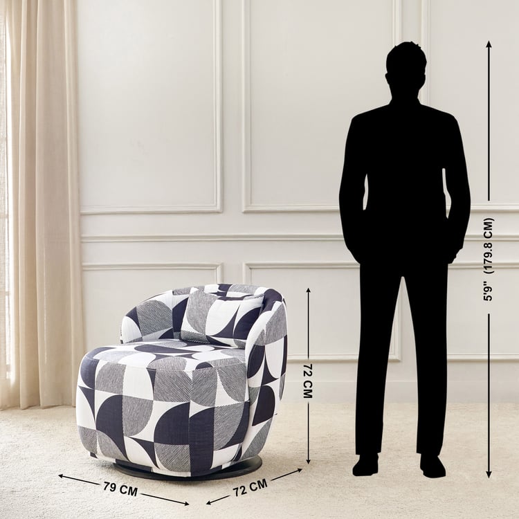 Saga Fabric Swivel Accent Chair with Cushion - Black