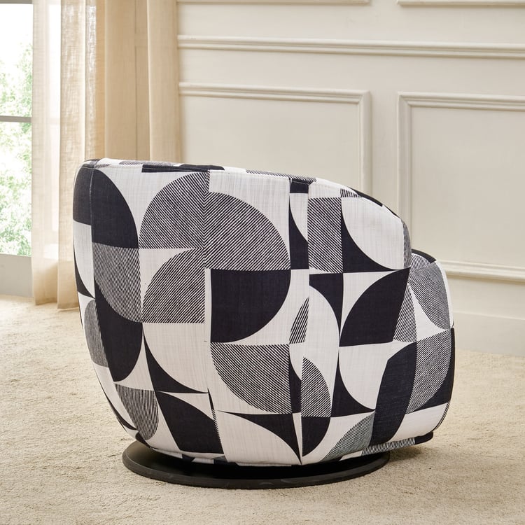 Saga Fabric Swivel Accent Chair with Cushion - Black