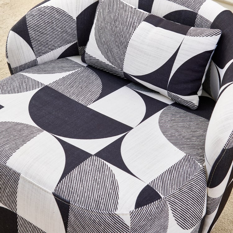 Saga Fabric Swivel Accent Chair with Cushion - Black