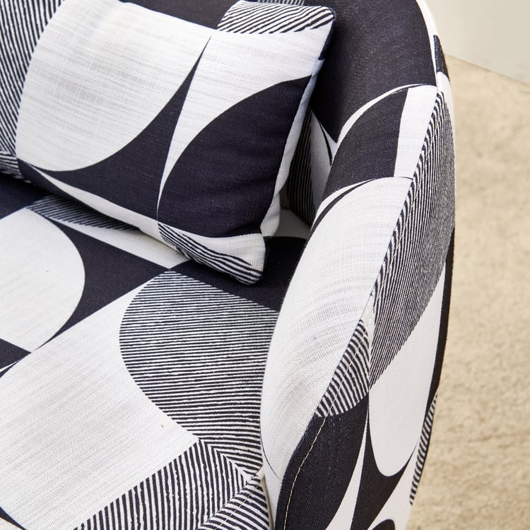 Saga Fabric Swivel Accent Chair with Cushion - Black