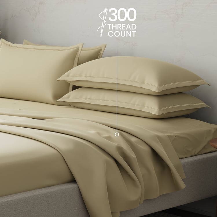 BOUTIQUE LIVING Emblem Cotton 300TC 5Pcs Super King Bedsheet Set