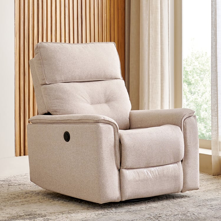 Daphne Fabric 1-Seater Swivel Electric Recliner - Brown