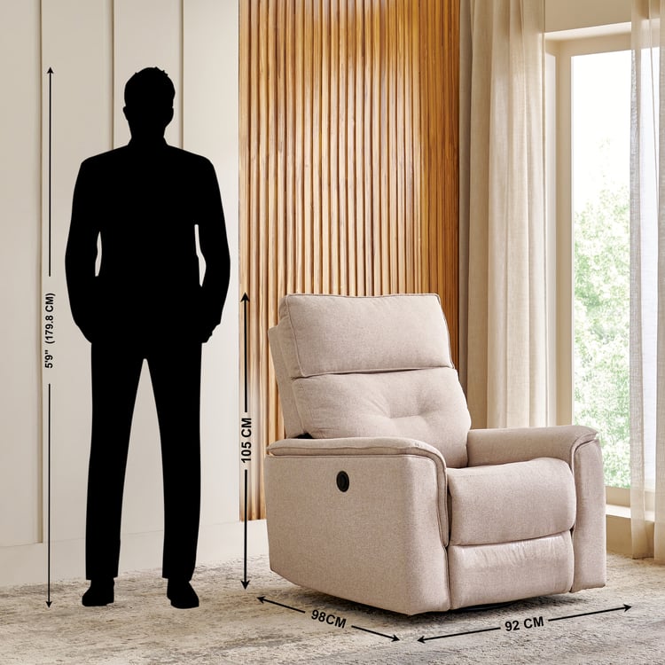 Daphne Fabric 1-Seater Swivel Electric Recliner - Brown