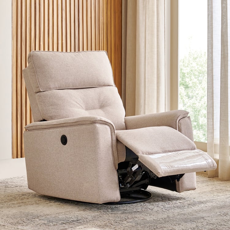 Daphne Fabric 1-Seater Swivel Electric Recliner - Brown