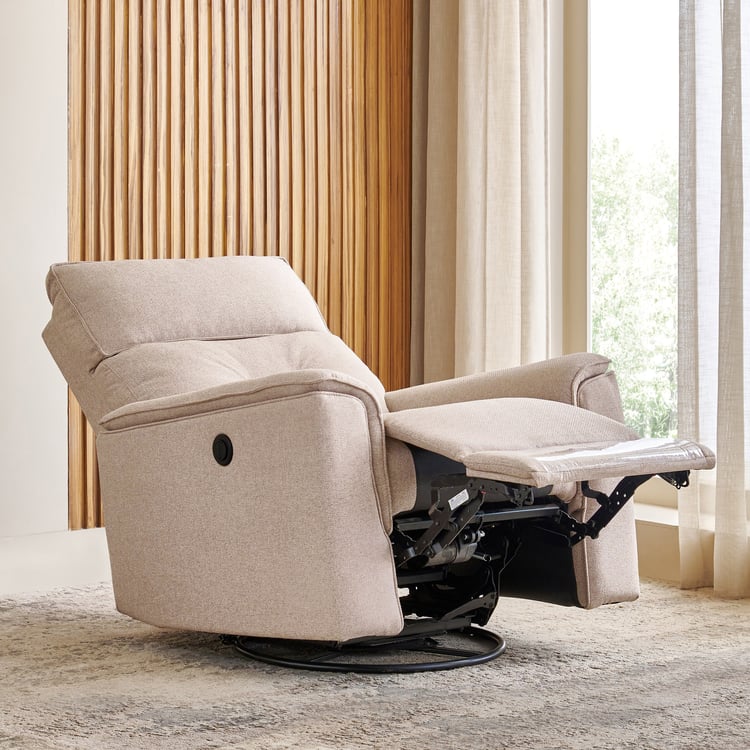 Daphne Fabric 1-Seater Swivel Electric Recliner - Brown