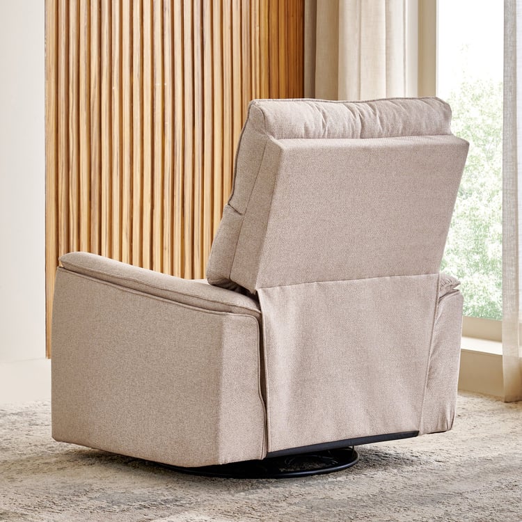 Daphne Fabric 1-Seater Swivel Electric Recliner - Brown