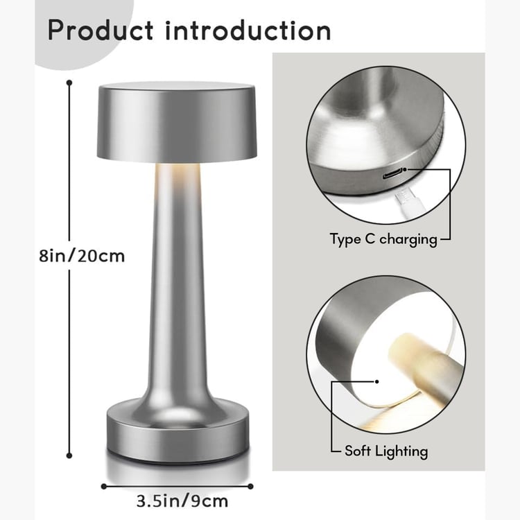 HOMESAKE Metal Touch Table Lamp