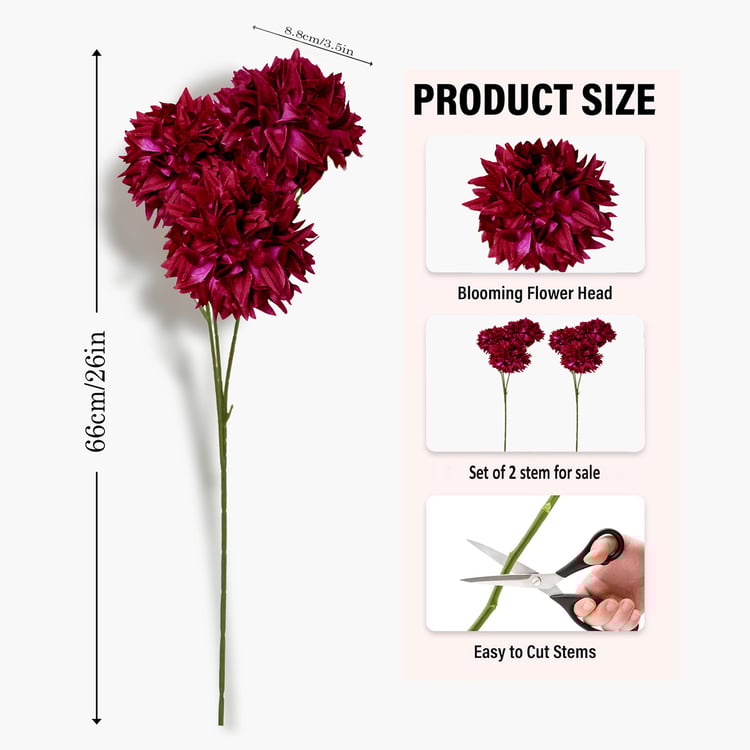 HOMESAKE Set of 2 Artificial Dahlia Flower Stems - 66cm
